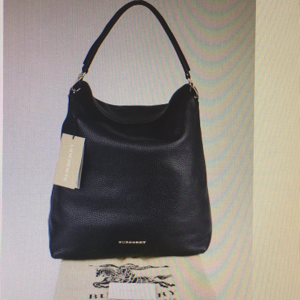 Authentic Burberry Leather Cale Medium Hobo Bag.